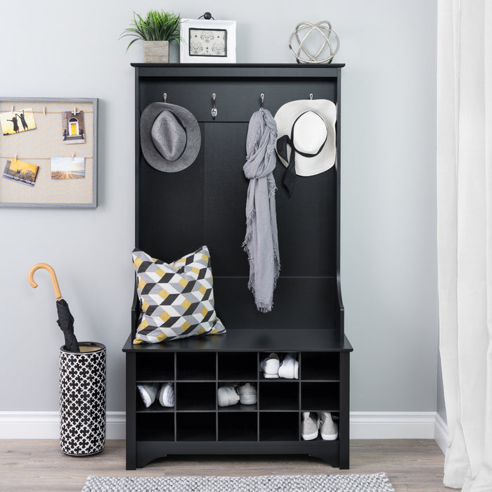 Hall Tree with Shoe Storage - Black