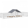 Pawhut Chicken Run, 23' X 6.6' Metal Chicken Coop With Waterproof And Anti-uv Cover, Spire Roof, Door, For 12-14 Chickens, Ducks, Rabbits, Sliver