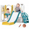 Qaba 6-in-1 Slide And Swing Set With Basketball Hoop, Climber, Baby Swing Set Indoor Playground With Storage Space, Telescope, For Aged 1-3 Years Old, Yellow