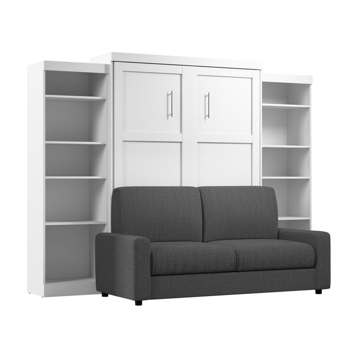 Bestar Pur Queen 10-Shelf Murphy Bed with Sofa - White