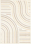 Florence Cream Beige Brown Curved Lines Design Rug, 4'7\" x 6'7\" Indoor Area Rug