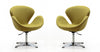 Raspberry Modern Upholstered Swivel Lounge Chair in Green - Set of 2 Accent Chair