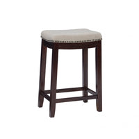 Claridge Linen-Look Fabric Backless Counter-Height Stool - Dark Walnut