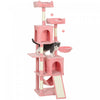 PawHut Cat Tree, 70\" Multi-Level Cat Tower for Indoor with 2 Condos, 2 Plush Top Perches, Hammock, Platforms, Toy Balls, Sisal Scratching Posts and Board, Pink