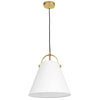 Dainolite Emperor 1 Light Pendant Aged Brass Finish White Shade Lamp