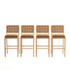 Philip Modern Rubber Wood Bar Stool Set of 4 with Woven Back Support,Natural