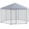 Pawhut 13.1' X 11.4' Chicken Coop, Large Chicken Run With Cover For Outdoor Backyard, Metal Poultry Cage For 10-15 Chickens, Rabbits, Ducks, Silver