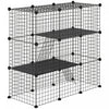 Pawhut Rabbit Cage Small Animal Cage For Chinchillas, Pet Playpen With Doors Ramps, Portable Metal Wire Yard For Cats, Bunnies, 41\" X 18\" X 41\", 31 Panels
