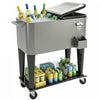 Outsunny Rolling Patio Cooler Cart, Patio Cooler with Drain, Black and Grey