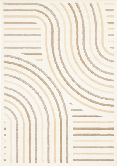 Forte Cream Beige Brown Curvy Lines Area Rug - 7'9" x 10'6"|Carpette Forte crème, beige et brune à motif de lignes courbées - 7 pi 9 po x 10 pi 6 po