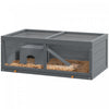 Pawhut Wooden Hamster Cage, Small Animals Kit Hutch, Exercise Play House For Dwarf Hamsters, Gerbils, Chinchillas, Guinea Pigs, Bunnies, With Sliding Tray, Grey