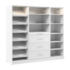 Bestar Florence 85\" Modular Reach-In/Walk-In Closet System with LED Lights, Drawers and Shoe Shelves Shaker Style - White
