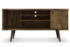 Manhattan Comfort Liberty 53.14\" Mid-Century Modern TV Stand with 5 Shelves & 1 Door - Rustic Brown & Yellow