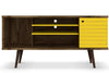 Manhattan Comfort Liberty 53.14\" Mid-Century Modern TV Stand with 5 Shelves & 1 Door - Rustic Brown & White