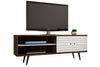 Manhattan Comfort Liberty 62.99\" Mid-Century Modern TV Stand with 3 Shelves & 2 Doors - Rustic Brown & Aqua Blue