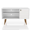 Manhattan Comfort Liberty 42.52\" Mid-Century Modern TV Stand with 2 Shelves & 1 Door - White & Yellow