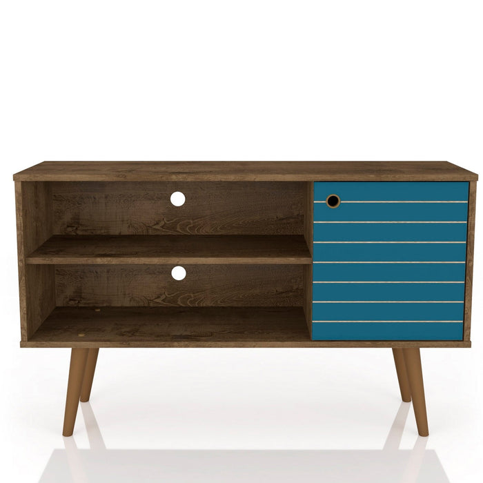 Manhattan Comfort Liberty 42.52\" Mid-Century Modern TV Stand with 2 Shelves & 1 Door - Rustic Brown