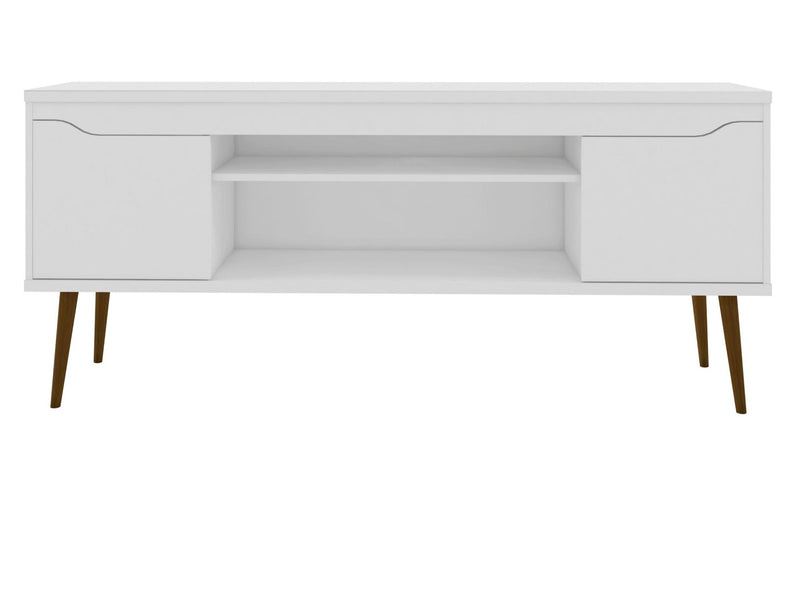 Manhattan Comfort Bradley 62.99\" TV Stand with 2 Media Shelves & 2 Storage Shelves - White & Rustic Brown