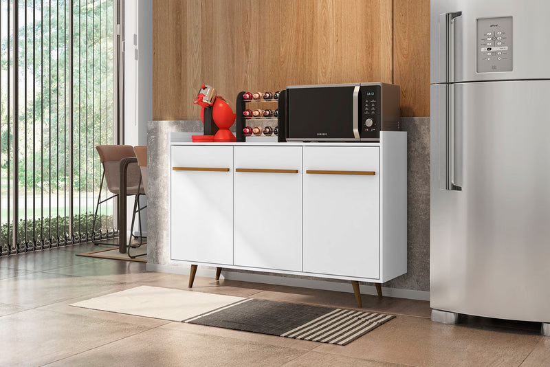 Manhattan Comfort Bradley 53.54” Buffet Stand with 4 Shelves - White