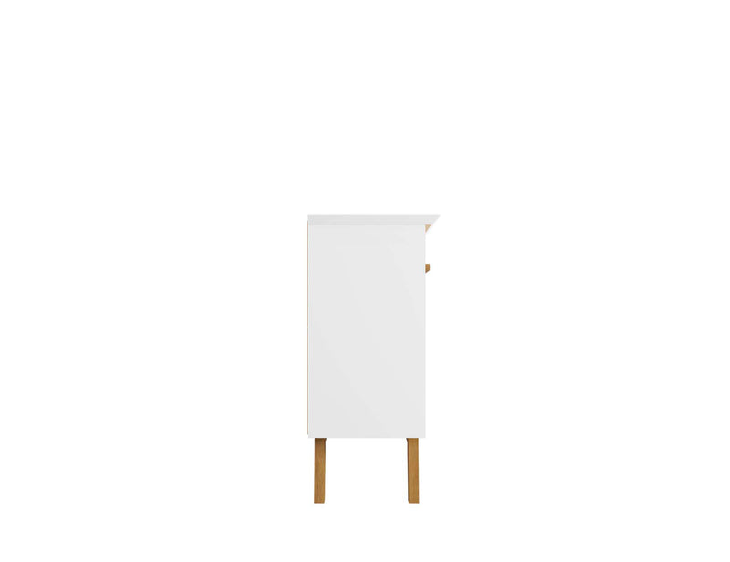 Manhattan Comfort Yonkers 62.99” Sideboard with Solid Wood Legs & 2 Cabinets - White