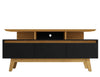 Manhattan Comfort Yonkers 62.99\" TV Stand with Solid Wood Legs & 6 Media Storage Compartments - Black & Cinnamon