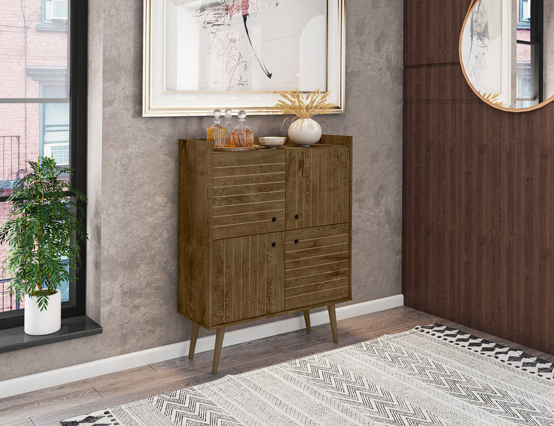 Manhattan Comfort Bogart Mid-Century Modern Accent Cabinet - Rustic Brown & Natural