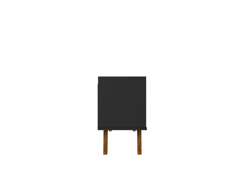 Manhattan Comfort Mid-Century Modern Marcus 53.14\" TV Stand with Solid Wood Legs - Matte Black