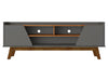 Manhattan Comfort Mid-Century Modern Marcus 62.99\" TV Stand with Solid Wood Legs - Grey & Natural