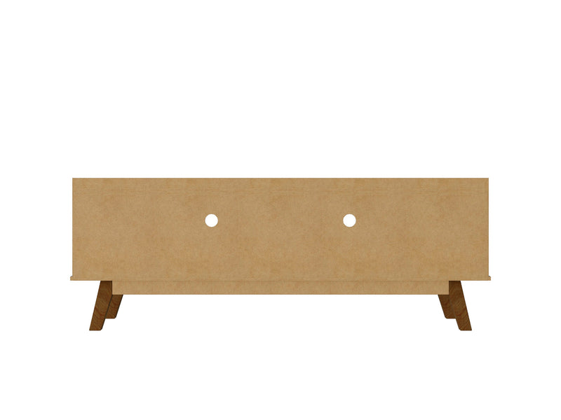 Manhattan Comfort Mid-Century Modern Marcus 62.99\" TV Stand with Solid Wood Legs - Grey & Natural