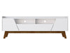 Manhattan Comfort Mid-Century Modern Marcus 70.86\" TV Stand with Solid Wood Legs - White