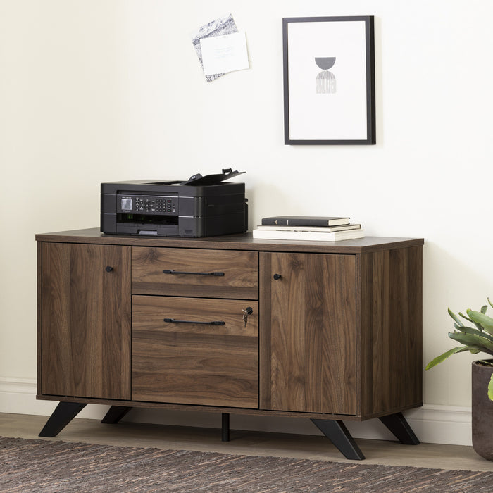 Helsy 2-drawer Credenza With Doors - Natural Walnut