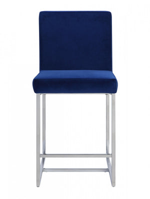Luxembourg Counter Height Chair, Blue & Chrome (set of 2)