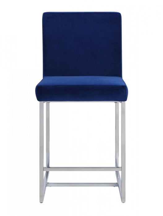 Luxembourg Counter Height Chair, Blue & Chrome (set of 2)