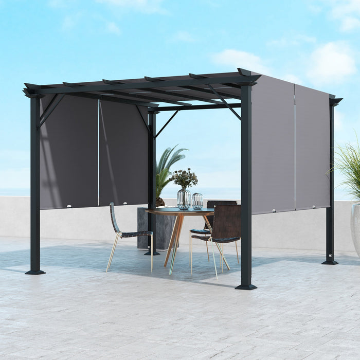 Outsunny 10' X 10' Retractable Pergola Canopy For Backyard, Garden, Grey