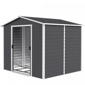 Outsunny 8'x7' Outdoor Storage Shed Garden Shed W/ Lock, Dark Grey