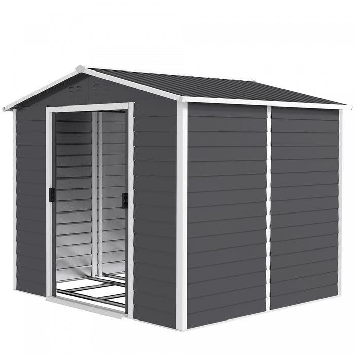 Outsunny 8'x7' Outdoor Storage Shed Garden Shed W/ Lock, Dark Grey