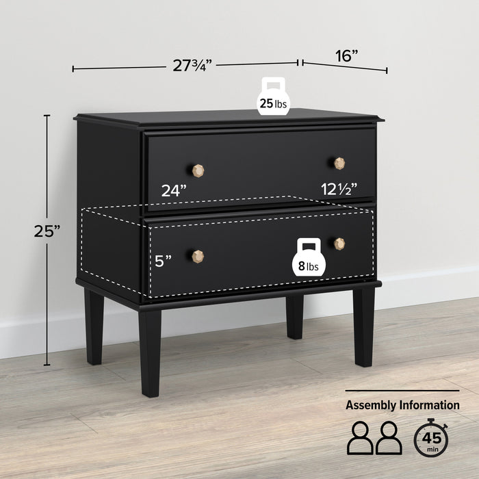 Prepac Lux 2-Drawer Nightstand - Black