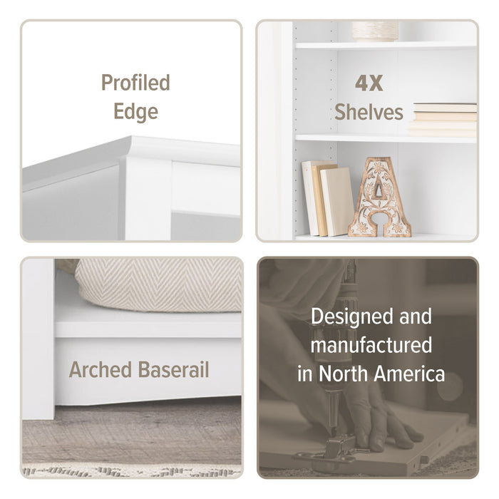 Four-Shelf Bookcase - White