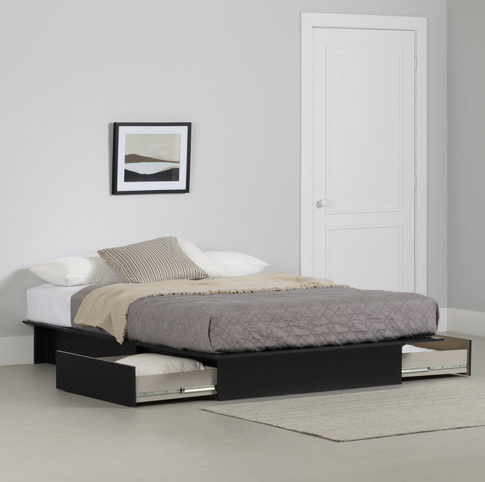 Step One Platform Bed With Drawers - Pure Black