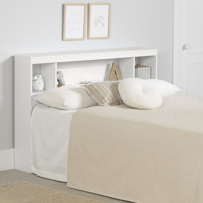 Spark Bookcase Headboard With Storage - Pure White