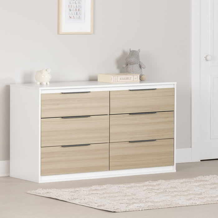 Hourra 6-Drawer Dresser - Soft Elm White
