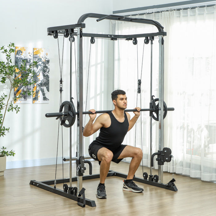 Soozier Smith Machine With Cable Crossover System And Squat Rack
