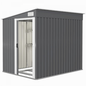 Outsunny 5 X 7ft Lean To Outdoor Storage Shed W/ Foundation, Dark Grey