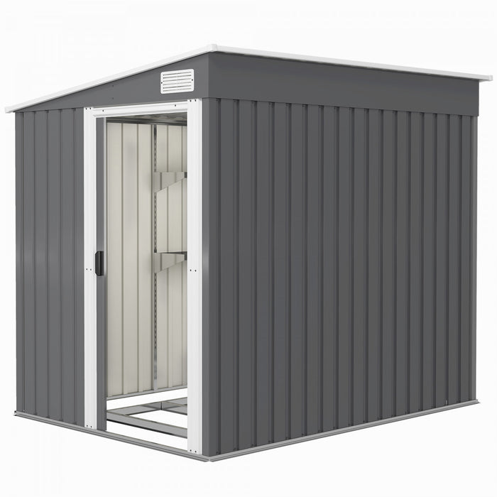 Outsunny 5 X 7ft Lean To Outdoor Storage Shed W/ Foundation, Dark Grey