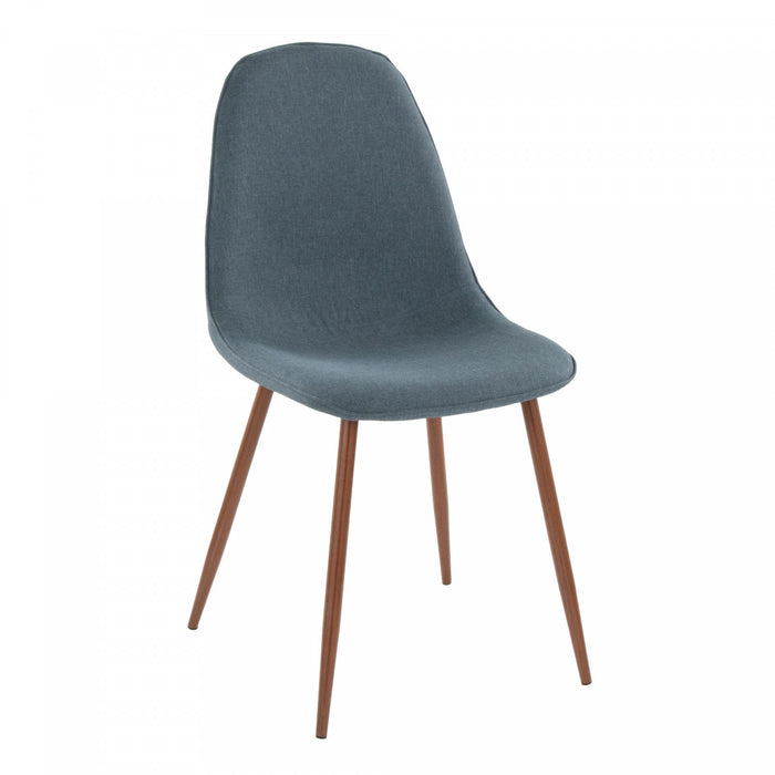 LumiSource Pebble Blue Fabric Mid-Century Modern Dining Accent Chair - Set of 2