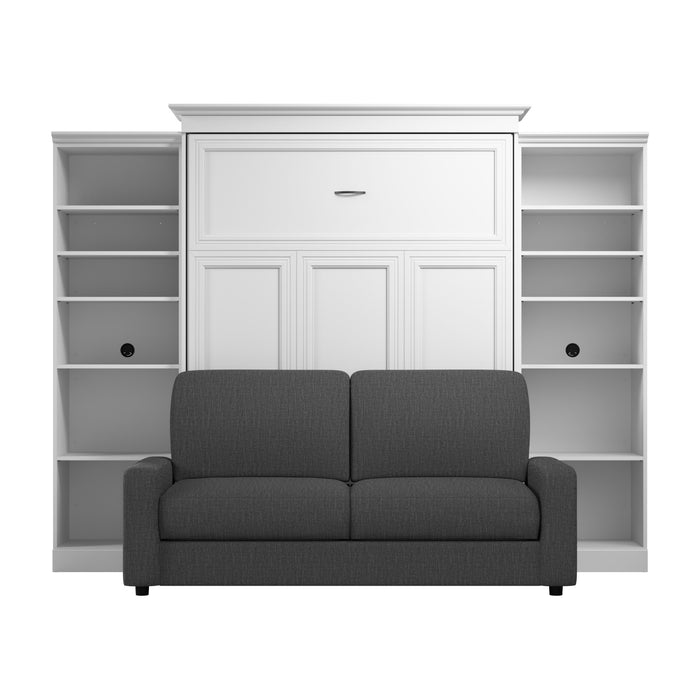 Bestar Versatile Queen Murphy Bed with Sofa and Closet Organizers (115 W) - White