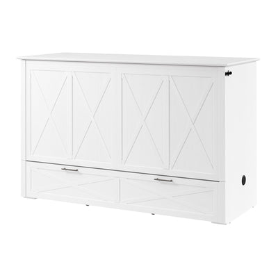 Key West Cabinet Bed with Tri-Fold Mattress - White Oak - Queen Size | Lit armoire avec matelas à trois plis Key West, chêne blanc - format grand lit