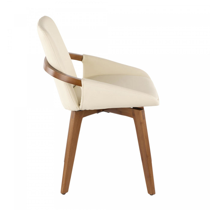 LumiSource Cosmo Faux Leather Mid-Century Dining Chair - Walnut/Cream