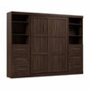 Bestar Pur 109\" Full Murphy Bed and 2 Shelving Units with Drawers - Black Walnut