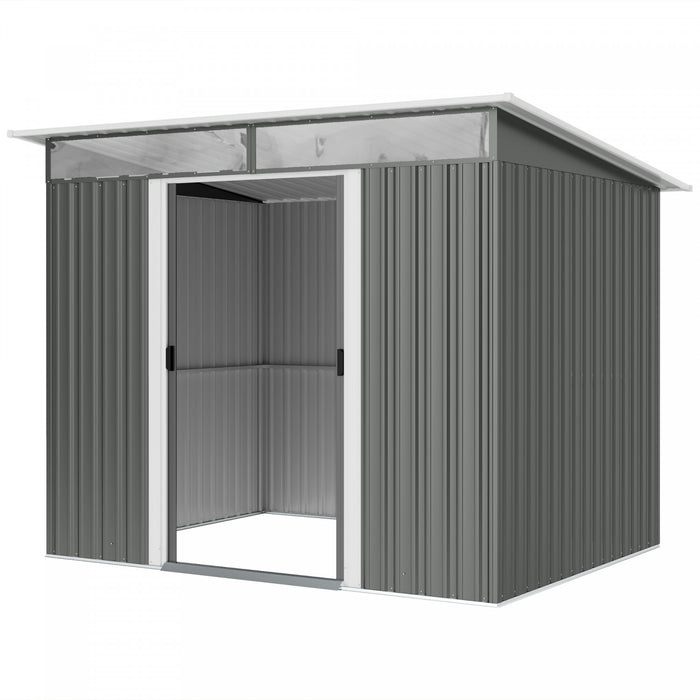 Outsunny 8.5' X 6' Garden Storage Shed With Skylight, Dark Grey